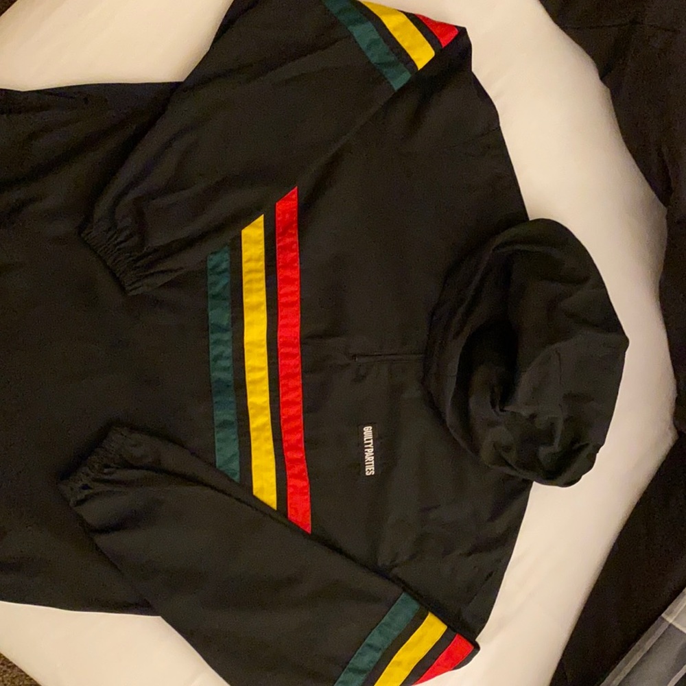 Wacko Maria Guilty Parties anorak.Black with redyellowgreen bands. Made in Japan